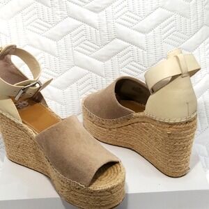 Gianni Binni GB Espadrilles Platform Sandals Women 8 1/2‎ Ankle Strap Beige NWOT